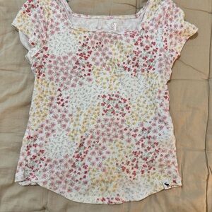 Abercrombie Kids Floral Short Sleeve Tee - Pink and Yellow